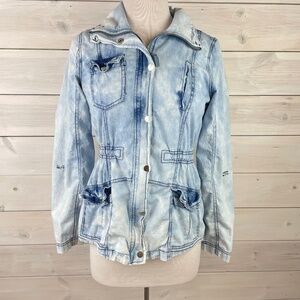 Charlotte Russe Blue White Bleached Denim Jacket